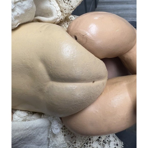 Antique 30s Composition RubberBand Doll 9" in size- original Dress -rareFragile - Picture 16 of 16